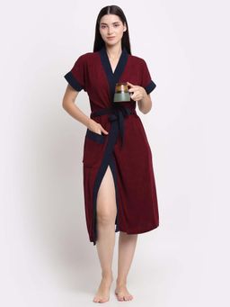 Creeva - Maroon Micro Terry Bath Robe