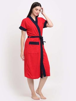 Creeva - Red Dual Tone Micro Terry Bath Robe