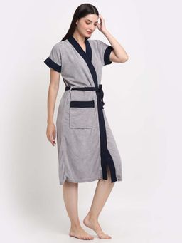 Creeva - Grey Dual Tone Micro Terry Bath Robe
