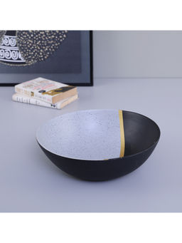 HomeTown - Bamboo Decorative Bowl, Grey & Black
