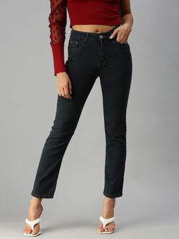 SHOWOFFFF - Women Clean Look Grey Straight Fit Denim Jeans