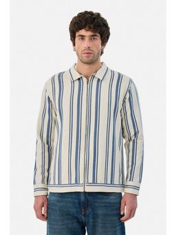 Snitch - Cream Stripes Full Sleeves Regular Casual Shackets for Men