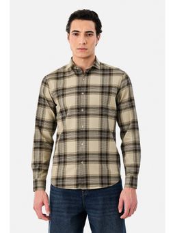 Snitch - Beige Checks Full Sleeves Slim Casual Shirt for Men