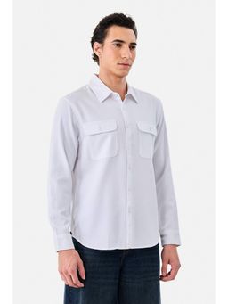 Snitch - White Solid Full Sleeves Regular Casual Shirt for Men