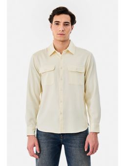 Snitch - Light Yellow Solid Full Sleeves Regular Casual Shirt for Men