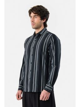 Snitch - Black Stripes Full Sleeves Slim Casual Shirt for Men