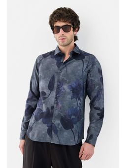 Snitch - Grey Floral Full Sleeves Slim Casual Shirt for Men