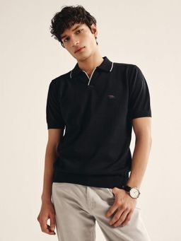 Andamen - Black Men's Cotton Solid Polo T-Shirt