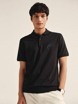 Andamen - Black Men's Compact Cotton Polo T-Shirt