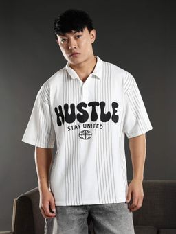 Eszett - Hustle White Oversized Polo T-Shirt