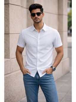 Parcel Yard - White Casual Slim Fit Shirt's for Men