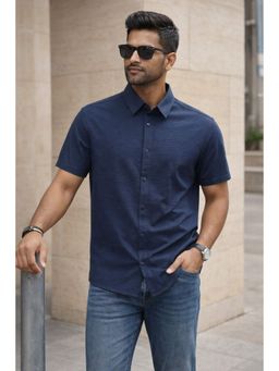Parcel Yard - Navy Blue Casual Slim Fit Shirt's for Men