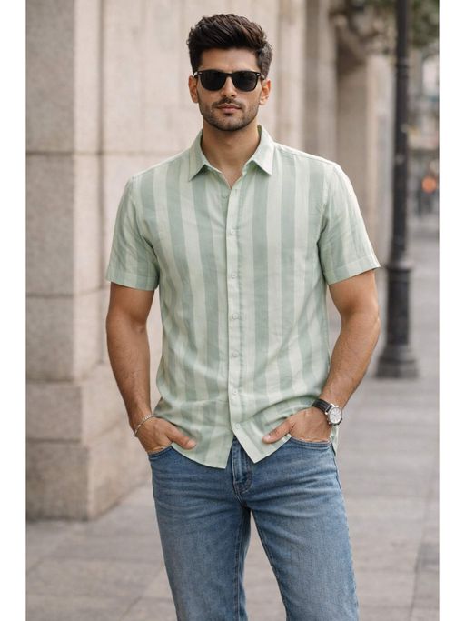 Parcel Yard Green Casual Slim Fit Shirt's for Men