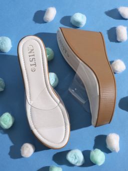 GNIST - White Cushioned Slipper Wedges