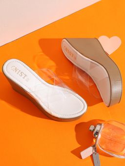 GNIST - White Cushioned Transparent Wedges