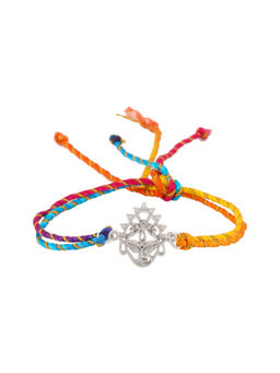 Estele - Rhodium Plated Blessings of Durga Designer Rakhi with Fancy Silk Thread