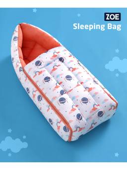 Zoe - 3 In 1 Baby Carry Nest Cum Sleeping Bag Planet Print- Multicolour