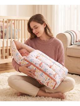 Zoe - 3 In 1 Baby Carry Nest Cum Sleeping Bag Vehicle Print - Peach