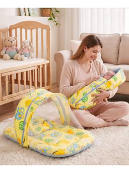 Zoe - Baby Bedding With Pillow And Sleeping Bag Combo-Giraffe & Monkey Print