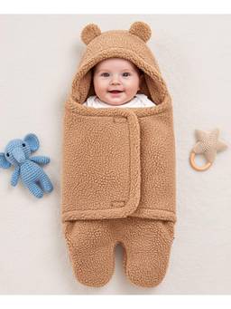 Zoe - Hooded Super Soft Wearable Wrapper Blanket -Beige
