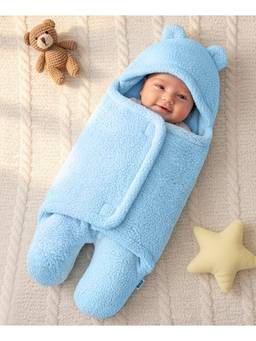 Zoe - Hooded Super Soft Wearable Wrapper Blanket - Light Blue