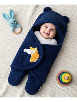 Zoe - Super Soft Hooded Wearable Blanket Cum Wrapper-Unicorn Patch
