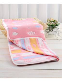 Zoe - Premium Organic Cotton 6 Layer Gauze Blanket Cloud Print - Pink