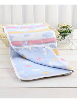 Zoe - Premium Organic Cotton 6 Layer Gauze Blanket Cloud Print - Blue