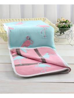 Zoe - Premium Organic Cotton 6 Layer Gauze Blanket Flamingo Print - Multicolor