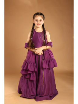 Tilsim by Sagarika Mehrotra - Baingani Mogra Lehenga Top With Dupatta