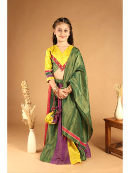 Tilsim by Sagarika Mehrotra - Panchphooli Multicolor Panel Lehenga Top With Dupatta