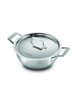 TRAMONTINA - Aeion Triply Stainless Steel Deep Kadai with Lid, 2.30L
