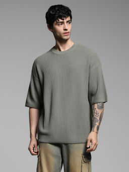 Jack & Jones - Grey Solid Oversized Fit T-Shirt