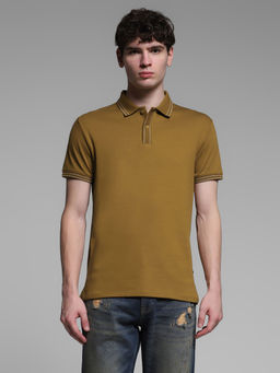 Jack & Jones - Brown Solid Regular Fit Polo T-Shirt