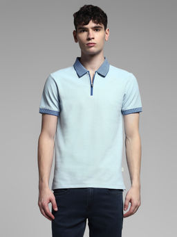 Jack & Jones - Blue Solid Slim Fit Polo T-Shirt