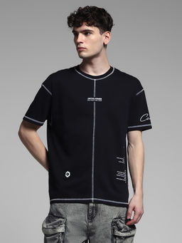 Jack & Jones - Black Typography Oversized Fit T-Shirt