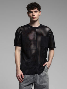 Jack & Jones - Black Stripes Oversized Fit T-Shirt