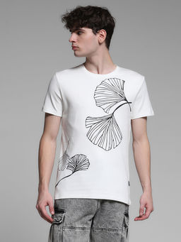 Jack & Jones - White Graphic Crew Neck Regular Fit T-Shirt