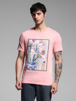 Jack & Jones - Pink Graphic Regular Fit T-Shirt