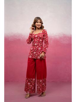 DEASHA INDIA - Iravya Red Corset Kurti & Palazzo