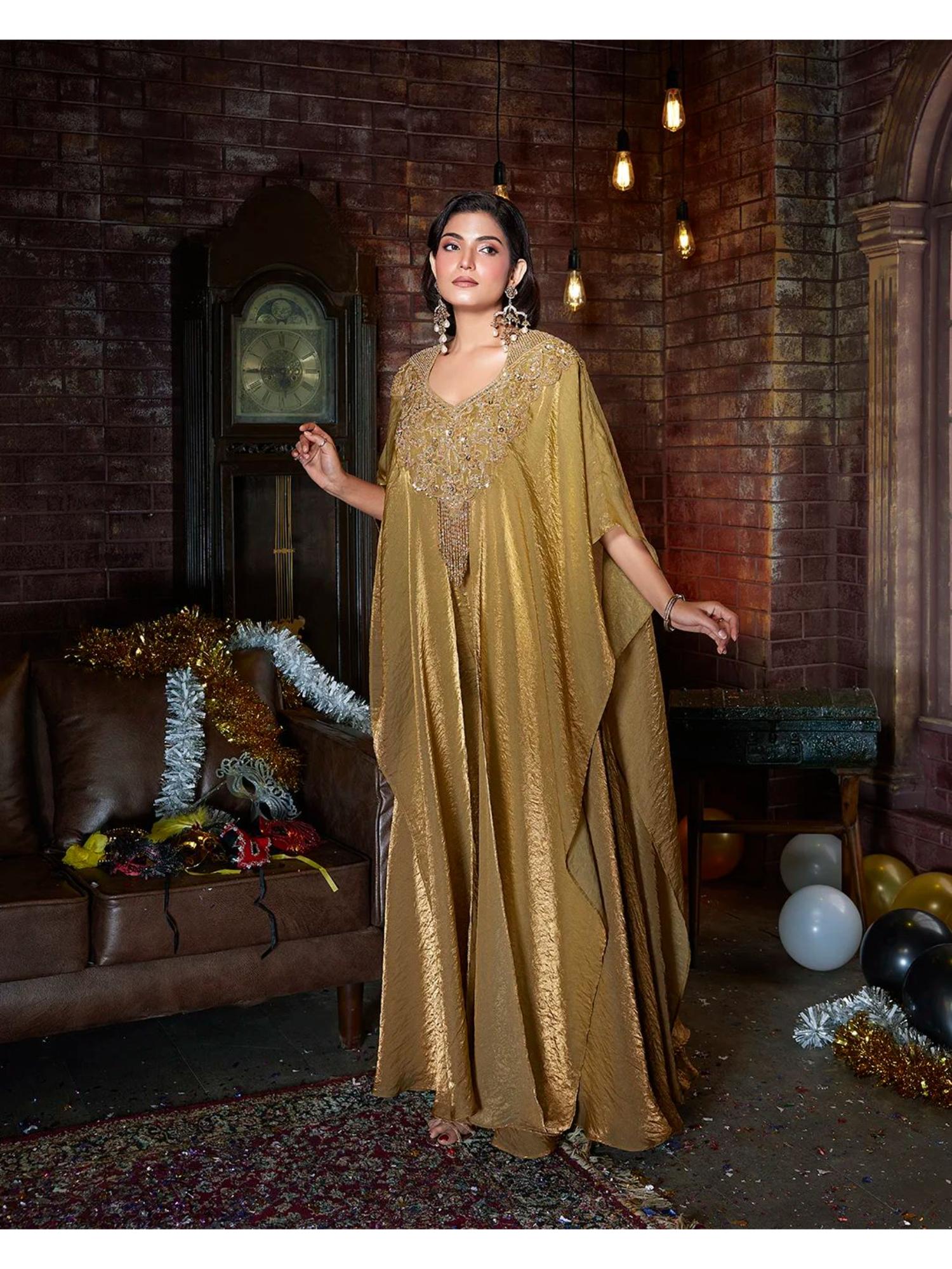 Golden Enchant Kaftan Dress-image-10