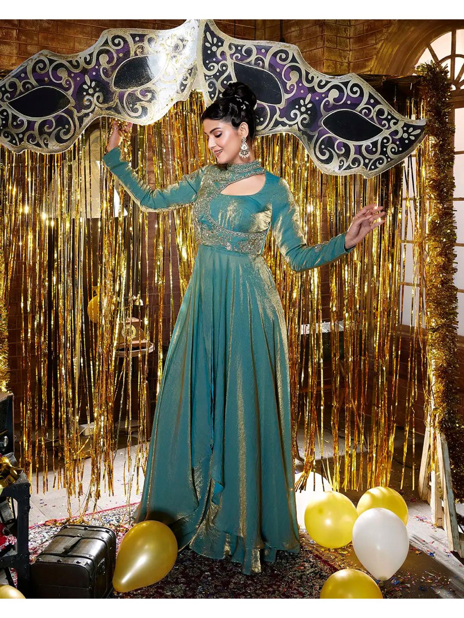 qunic Green Celestine Evening Gown-picture-38