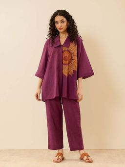 Rustorange - Sunflower Slob Cotton Burgundy Co-Ord Set