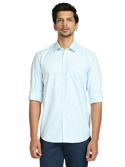 ColorPlus - Tailored Fit Self Design Green Shirt