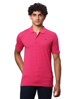Park Avenue - Slim Fit Stripes Red T-Shirt