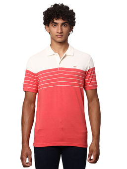 Park Avenue - Slim Fit Stripe Red T-Shirt