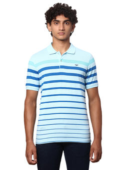 Park Avenue - Slim Fit Stripe Blue T-Shirt