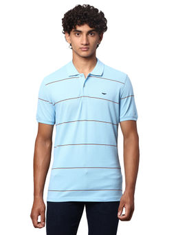 Park Avenue - Slim Fit Stripe Blue T-Shirt