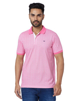 Park Avenue - Slim Fit Printed Pink T-Shirt