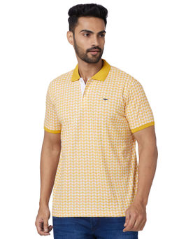Park Avenue - Slim Fit Printed Yellow T-Shirt